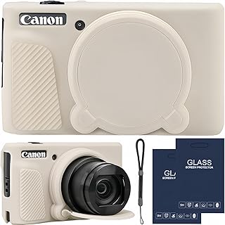 Camera Case for Canon PowerShot SX740/ SX730 Digital Camera, SX740 HS Case | Soft Silicone Protective Case Removable Lens Cover, Comes with 2 Screen Protectors and 1 Wrist Strap. (Mist White)