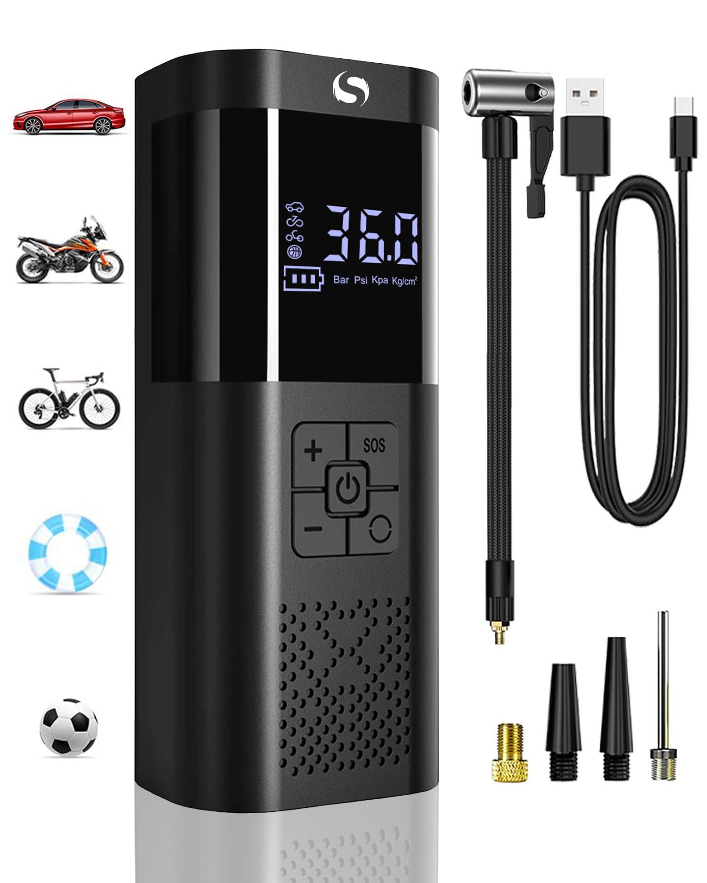 SERVOMASTER Portable Air Compressor, Mini Compressor with Pressure Gauge | 150PS