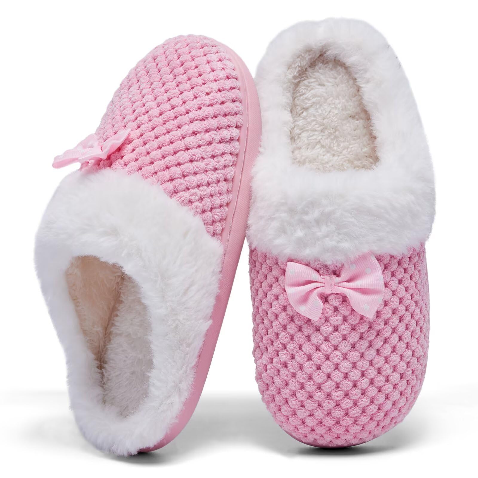 Kids Toddler Girls Slippers Memory Foam Comfort Wool-Like Plush Fleece Lined Win
