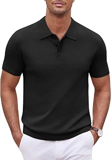 COOFANDY Male Polo Shirts Golf Shirts Knitted Short Sleeve Casual Basic Summer Golf Shirts Solid Color Poloshirt