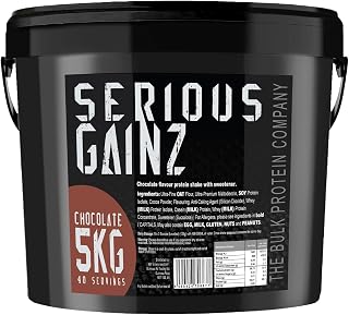 The Bulk Protein Company, Serious Gainz - Vegetarian Whey Protein Powder - Weight Gain, Mass Gainer - 30g Protein (Chocolate, 5kg)
