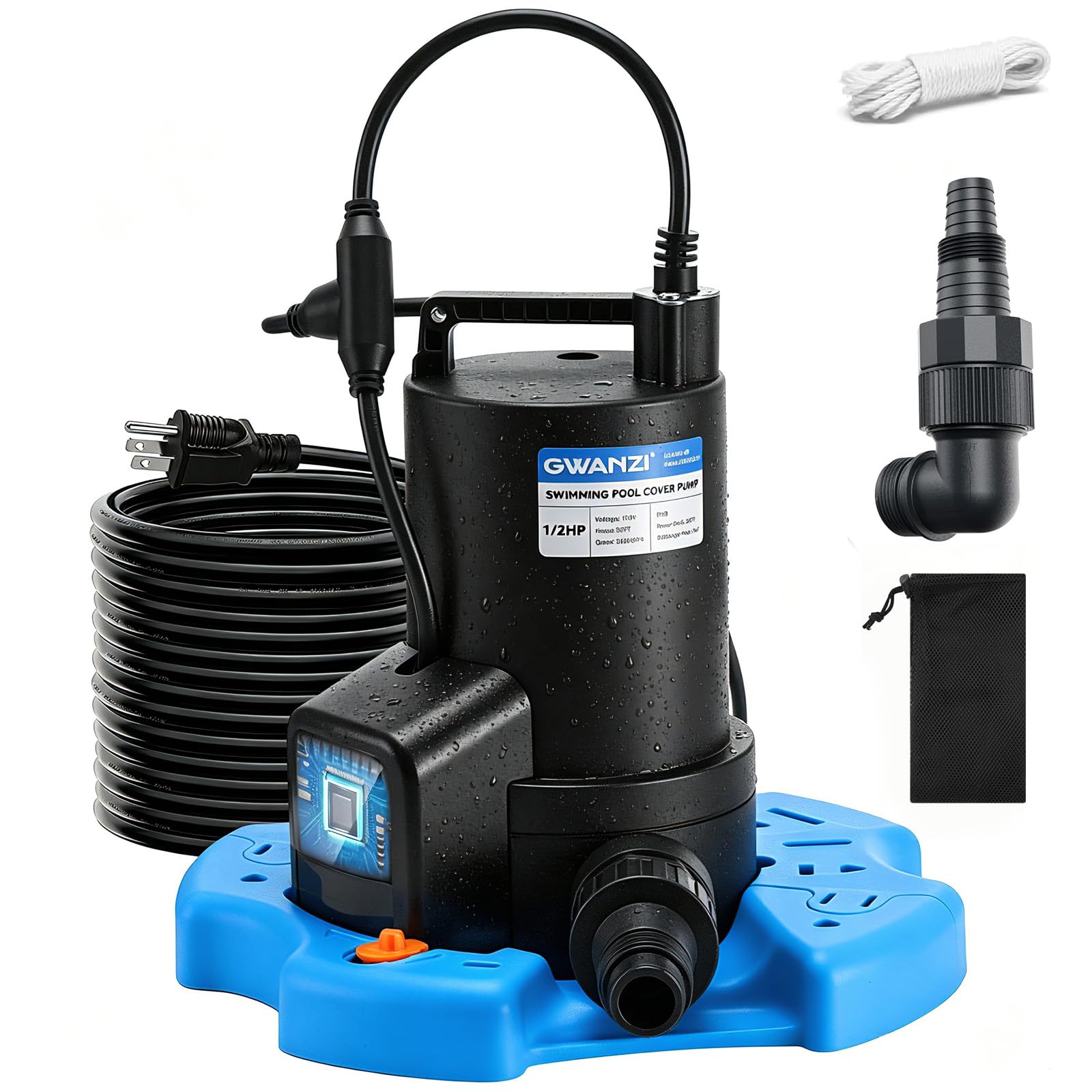 1/2HP Swimming Pool Cover Pump Automatic On/Off 3500GPH Submersible Water Pump w