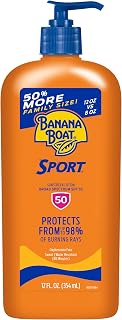 Banana Boat Sport SPF 50 Sunscreen Lotion, Family Size, 12 Fl Oz | Sweat and water resistant sunblock lotion, UVA/UVB broad spectrum protection, Outdoor use