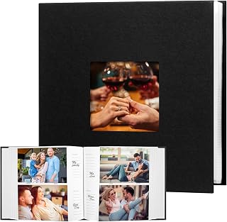Xfveiwoo 4x6 Photo Album Holds 240 Photos Writing Space, PU Leather, Black | Clear Acid-Free Sleeves, Memo Writing Areas, Front Display Window, Baby, Wedding, Travel &amp; Family Picture Keepsakes