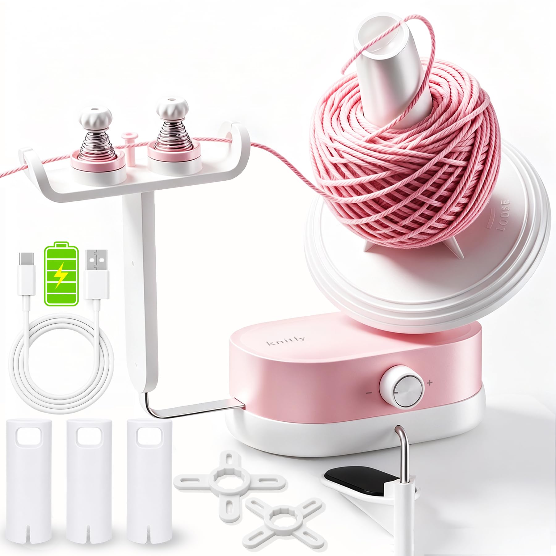 knitly Electric Yarn Winder, Large Capacity Automatic Yarn Ball Winder | Cordles