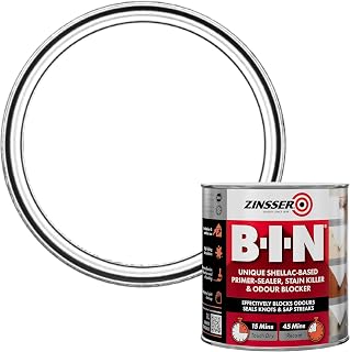 Zinsser BIN Primer-Sealer & Stain Killer 1 Litre White Finish | Blocks Odours, Seals Knots and Sap Streaks