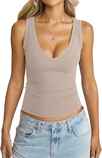 Eachyes Canotte da donna con scollo a V senza maniche slim fit camicie estive per uscire vestiti alla moda 2026