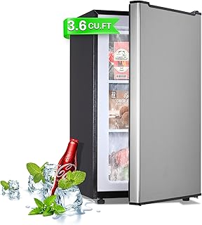 Maine 3.6 Cu. Ft. Small Upright Freezer, Compact Mini Freezer, Silver | with Reversible Stainless Steel Door, 3-Position Adjustable Thermostat and Low-Noise Operation for Apartments/Dorms/Office