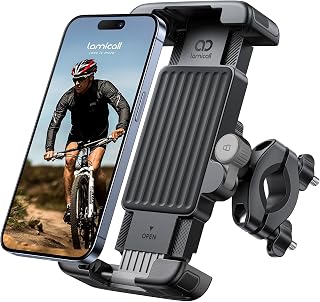 Lamicall Bike Motorcycle Phone Mount - [1s Quick Lock] Bike Cell Phone Holder Clip, Bicycle Scooter Handlebar Clamp, for iPhone 15 16 17 Pro Max Plus Air, Galaxy S24 S25 Ultra, More 6-7" Phones