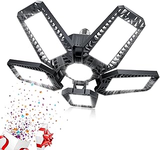 YIBEYYDS Garage Lights - 160W 16000LM 6500K Screw in LED Garage Lights 5+1 Deformable Panels for Basement, Workshop, Attic,E26/E27, Black(1)