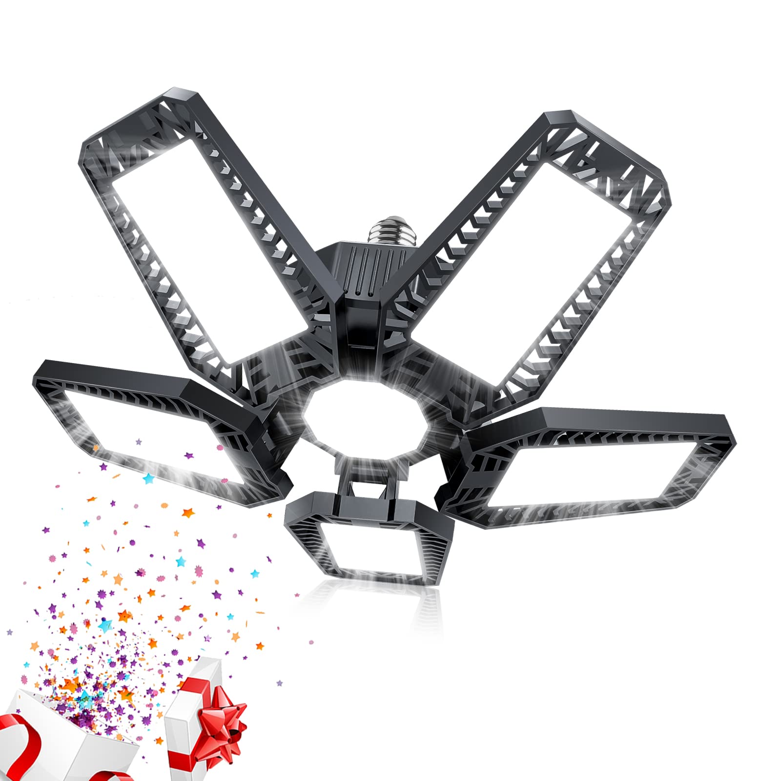 YIBEYYDS Garage Lights - 160W 16000LM 6500K Screw in LED Garage Lights 5+1 Defor