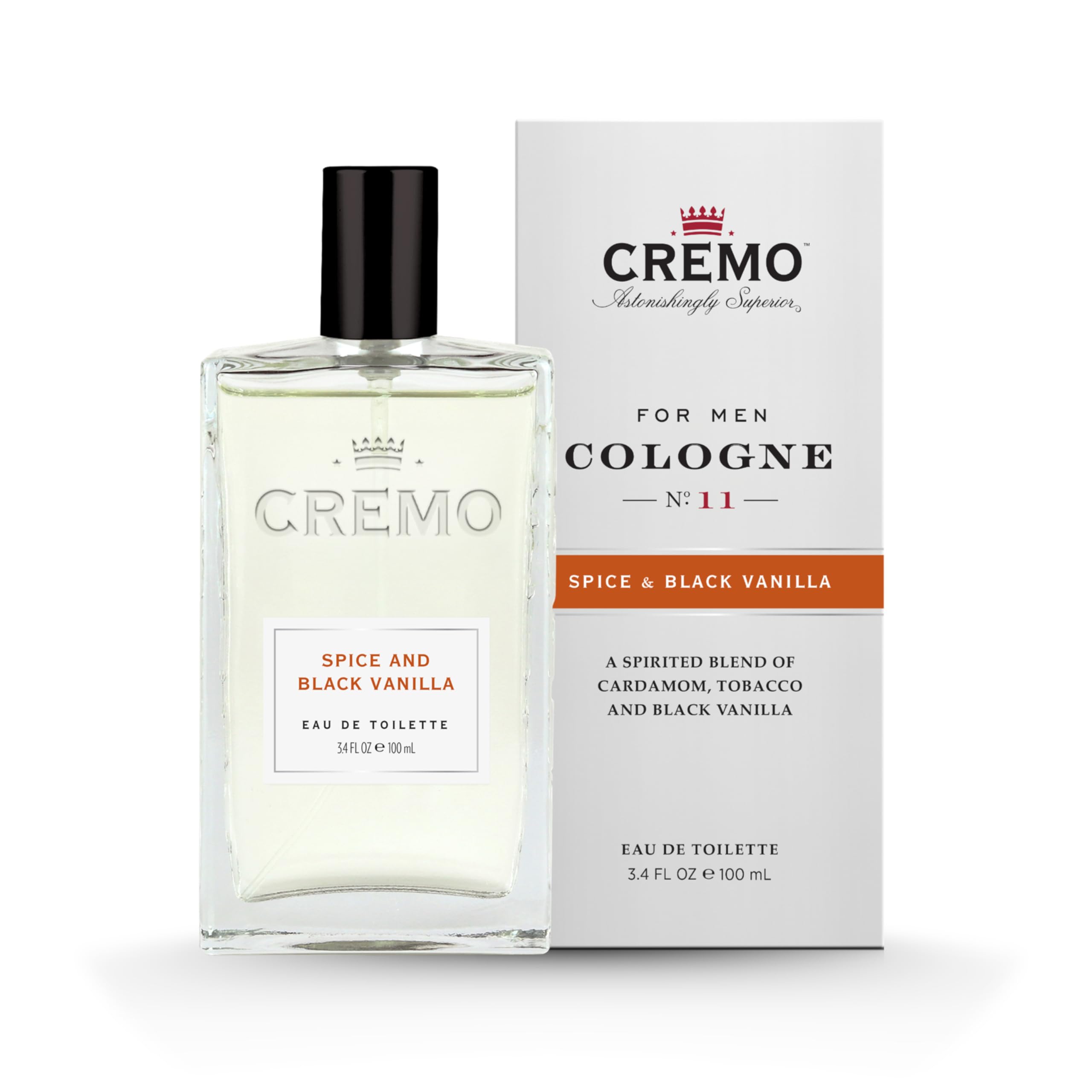 Cremo Cologne for Men, Spice & Black Vanilla, 3.4 Fl Oz | Vibrant spice and blac