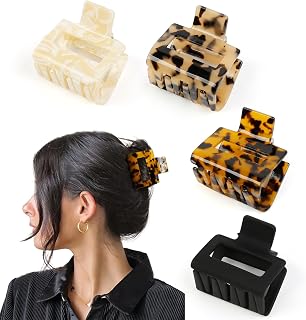 TEBIEKOY Hair Claw for Women 4pcs 2" Small Claw Clip Tortoise Shell Leopard Hair Clip for Thin and Thick Hair Strong Hold Acetate French Clip Non Slip Jaw Clip Hair Accessories