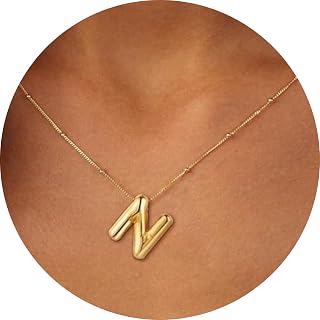3D Initial A-Z Pendant Necklace with Snake Chain Made of Fashion Stainless Steel for Women