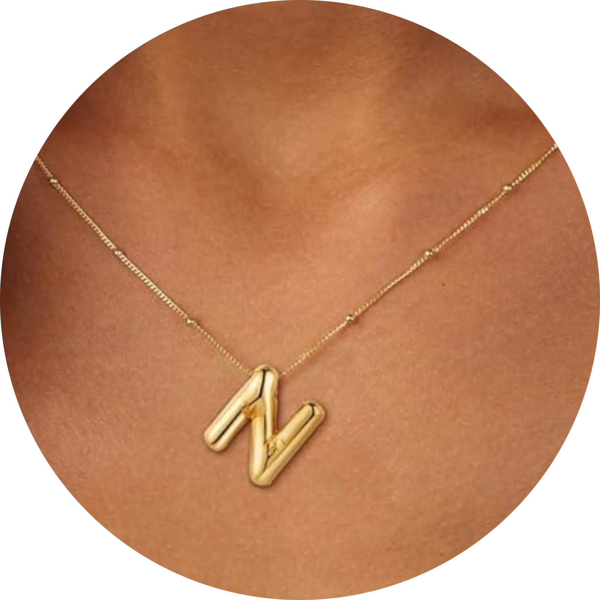 3D Initial A-Z Pendant Necklace with Snake Chain Made of Fashion Stainless Steel