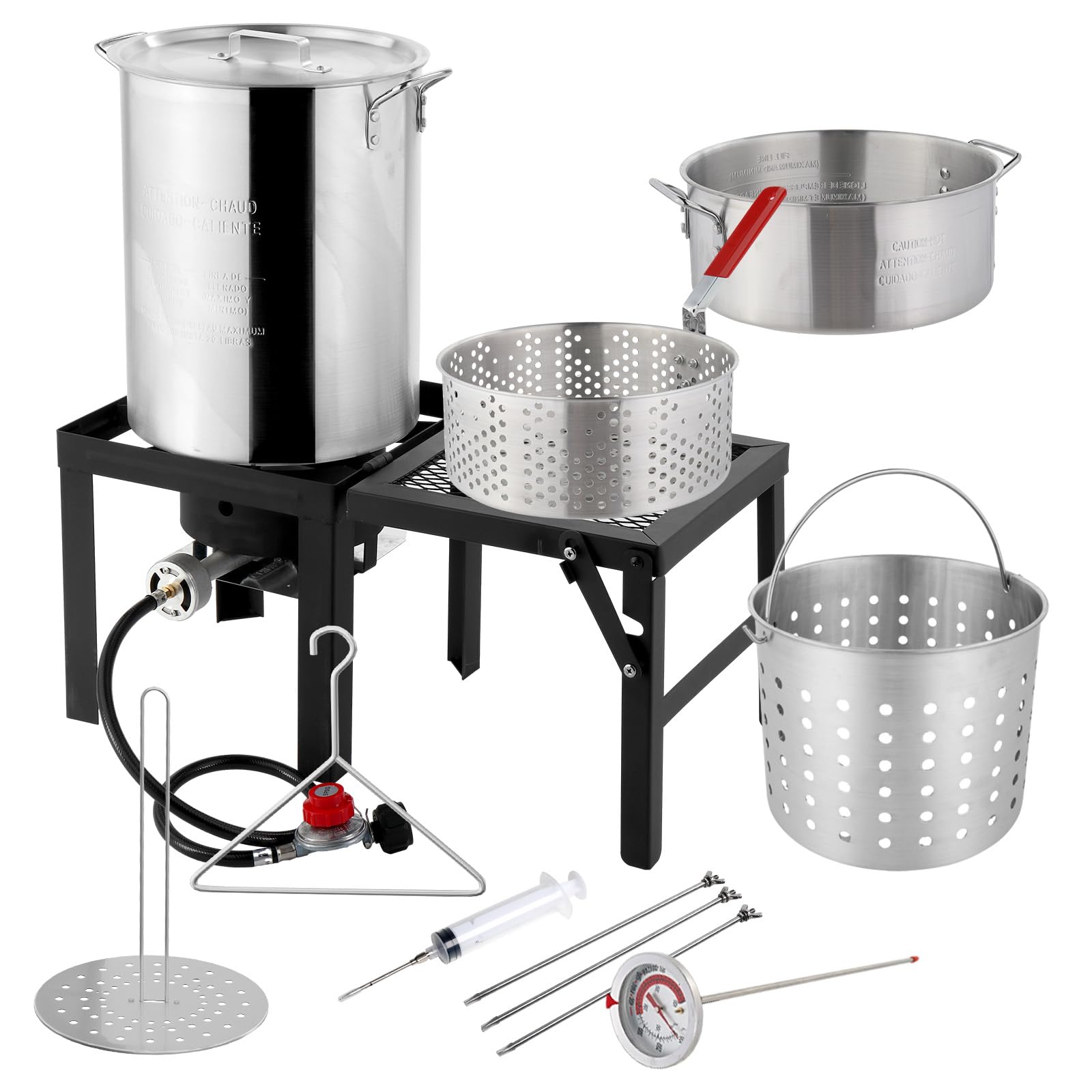 ROVSUN 30QT Turkey Fryer & 10QT Fish Fryer with 55000BTU Propane Burner, Outdoor