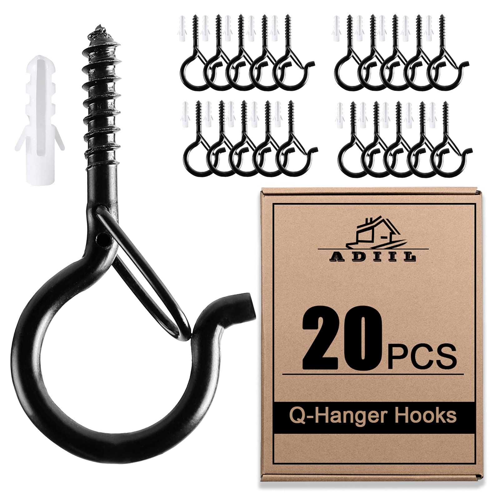 ADIIL Q Hanger Ceiling Screw Hooks for Hanging Outdoor String Light, Plants | 2.
