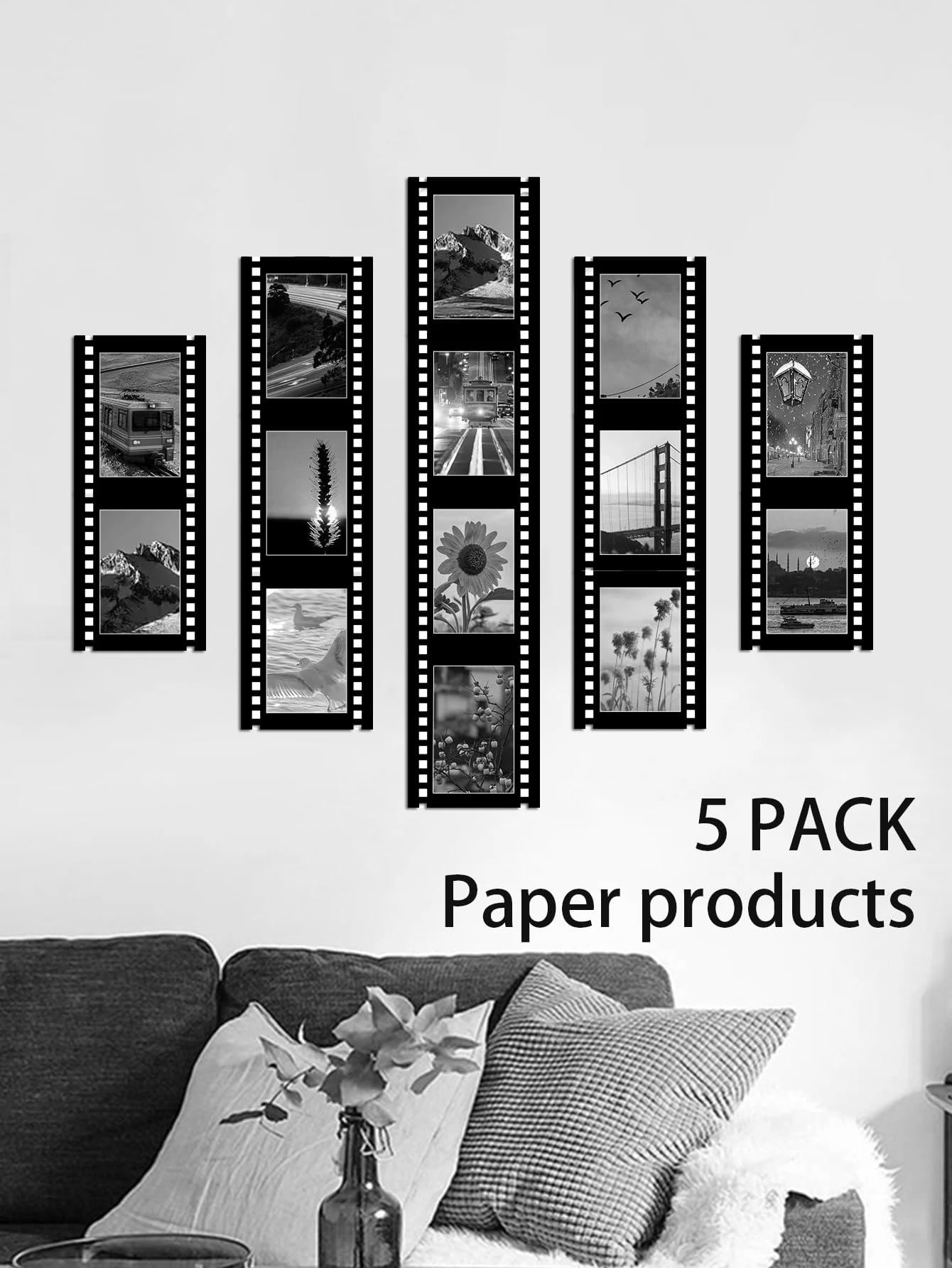5 Pieces 5x7 and 4x6 inch black decorative picture frames (paper product), light