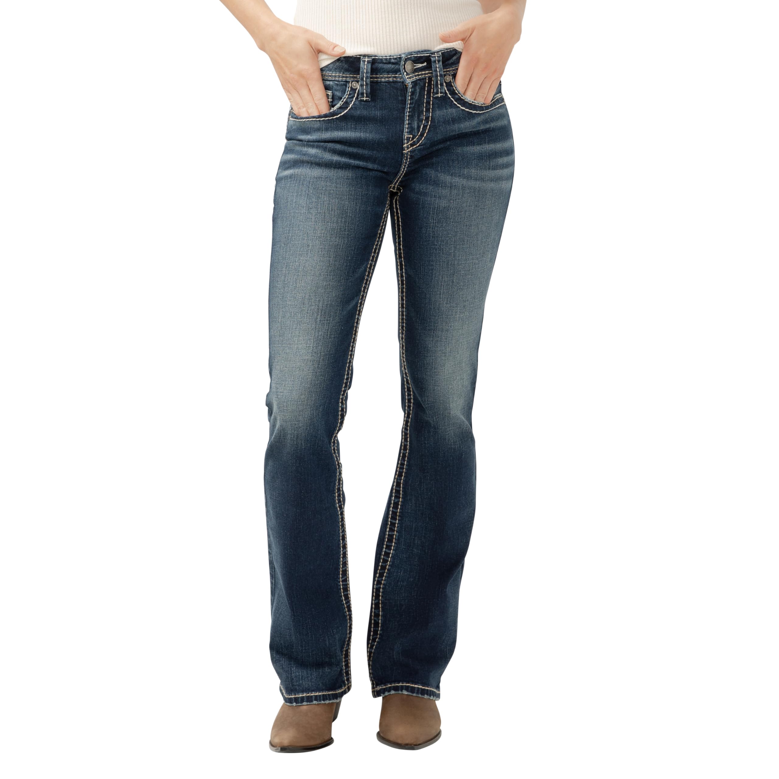 Silver Jeans Co. Womens Suki Mid Rise Curvy Fit Bootcut Jeans - LegacyJeans