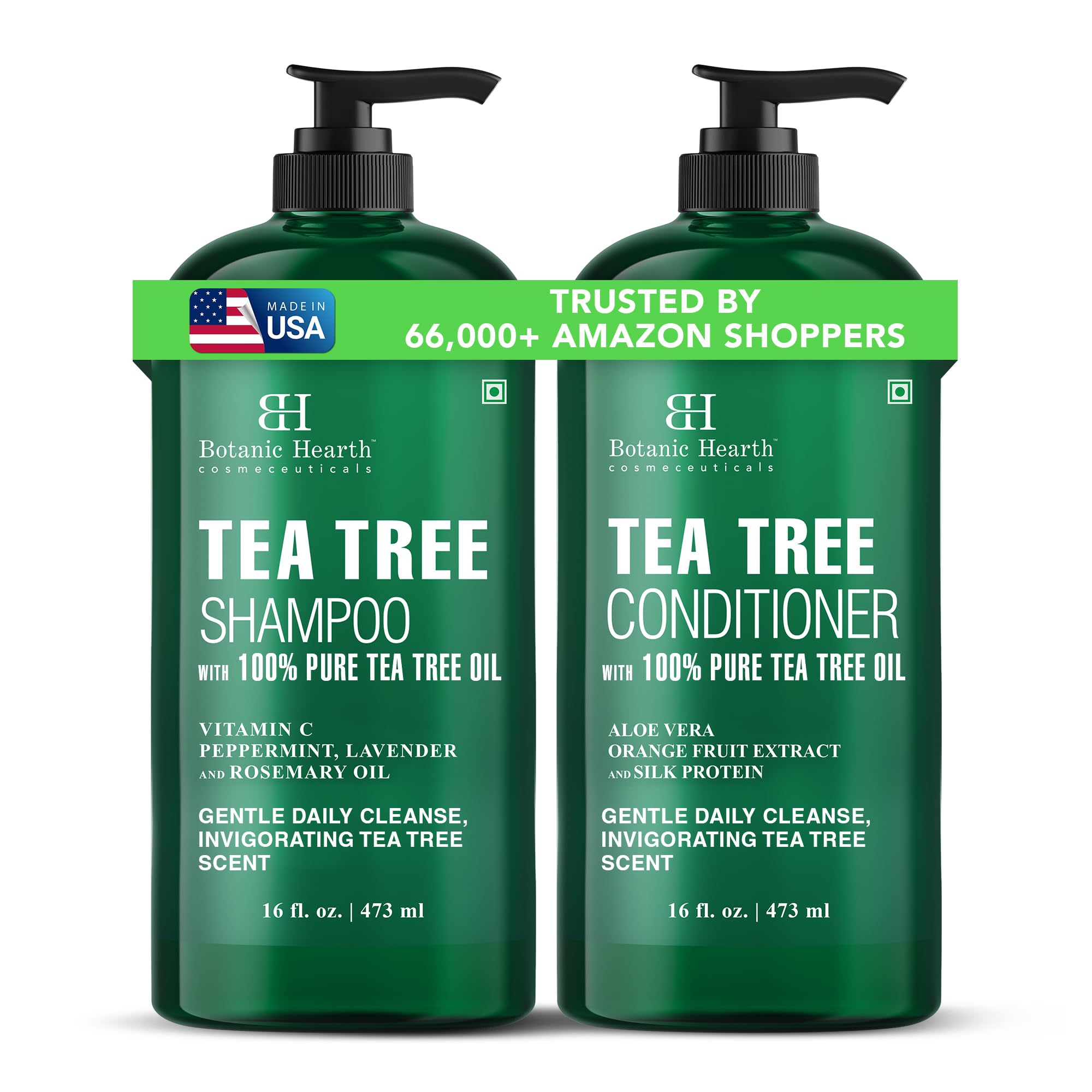 Botanic Hearth Tea Tree Shampoo And Conditioner Set for Men &amp; Women - 32oz |