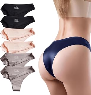 CM Tech Women's Panties [6 Pack] Brazilian Cut Seamless Cute T-Back Bikini Sexy Underwear High Breathability Elasticity Pants Deodorant Antibacterial Women's Cotton Non-sweaty Non-tightening Panties