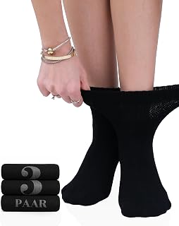 Hugh Ugoli Women's Diabetic Ankle Socks, Super Soft & Breathable Viscose Made of Bamboo Pulp, Loose for Swollen Ankles, Non-Binding Top & Seamless Toe, 36-39/40-43 (3 Pairs)