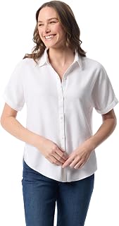 Gloria Vanderbilt Damen Daisy Short Sleeve High-Low Button Down Shirt Standard Gänseblümchen-Hemd, kurzärmelig, High-Low-Knopfleiste, Standard