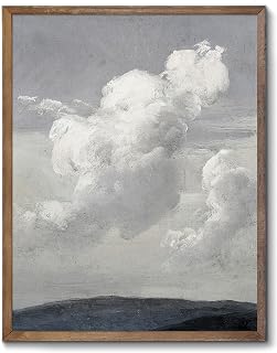 XOCUUI Vintage Unframed Canvas Wall Art, Blue Sky Cloud Oil Painting Wall Art for Living Room, Vintage Antique Retro Bathroom Bedroom Kitchen Office Decor Prints (8x10 Inch)