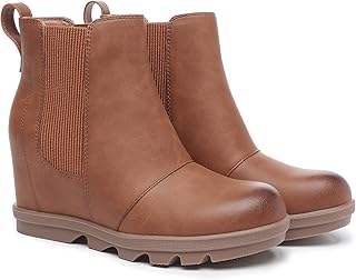 Athlefit Women's Hidden Heel Chelsea Ankle Wedge Boots