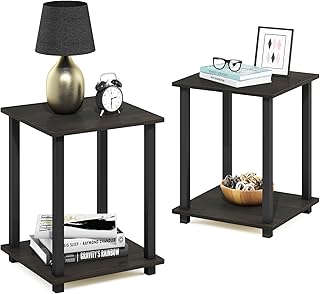 Furinno Simplistic Coffee Table, Set of Two, Espresso / Black