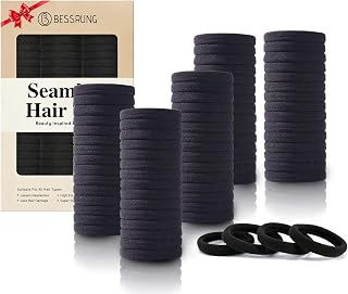 Bessrung 100PCS Black Seamless Elastic Hair Ties No Damage for Women Girls | Soft Stretchy Hair Bands, Ouchless No Crease Ponytail Holders for Thick &amp; Thin Hair, Hair Accessories for Everyday Use