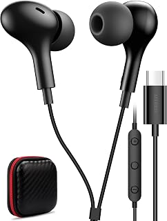 USB C Headphone for Samsung S26 S25 FE S24 A16 A17 Z Wired Earbuds Magnetic | in-Ear Type C Earphone with Microphone Volume Control Bass Stereo Noise Canceling for iPhone 18 Pro Max 17 16 16e 15 Pixel 11