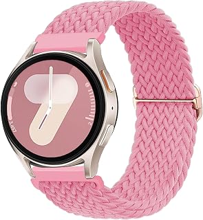 Braided Elastic Watch Strap for Samsung Galaxy Watch 7/6/5/4/FE 40mm 44mm/Watch 6 & 4 Classic 42mm 46mm 43mm 47mm/5 Pro 45mm/3 41mm/Active 2, Nylon Strap for Garmin