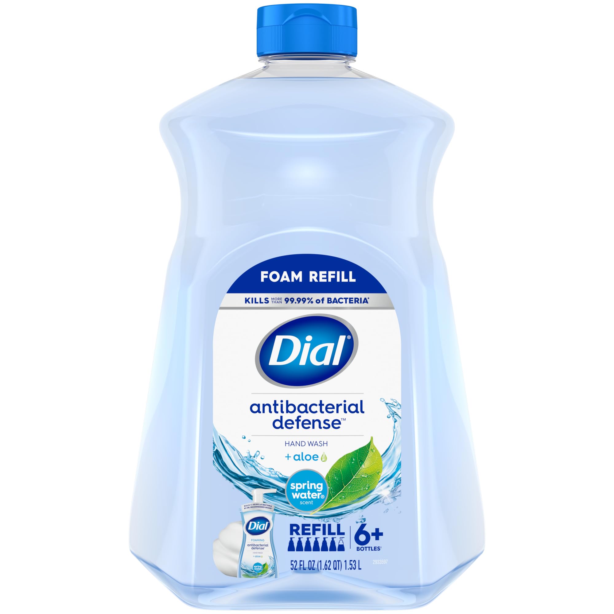 Dial Antibacterial Defense Foaming Hand Soap Refill, Spring Water, 52 Fl Oz | Wi
