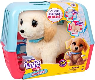 Little Live Pets Ouchies - Cooper The Retriever Puppy|Transform from Injured to Healed Like a Vet. Make a Real Cast. Walking Puppy with Carrier (35cm/13.8in Tall). Repeat Play. 50+ Sounds & Reactions