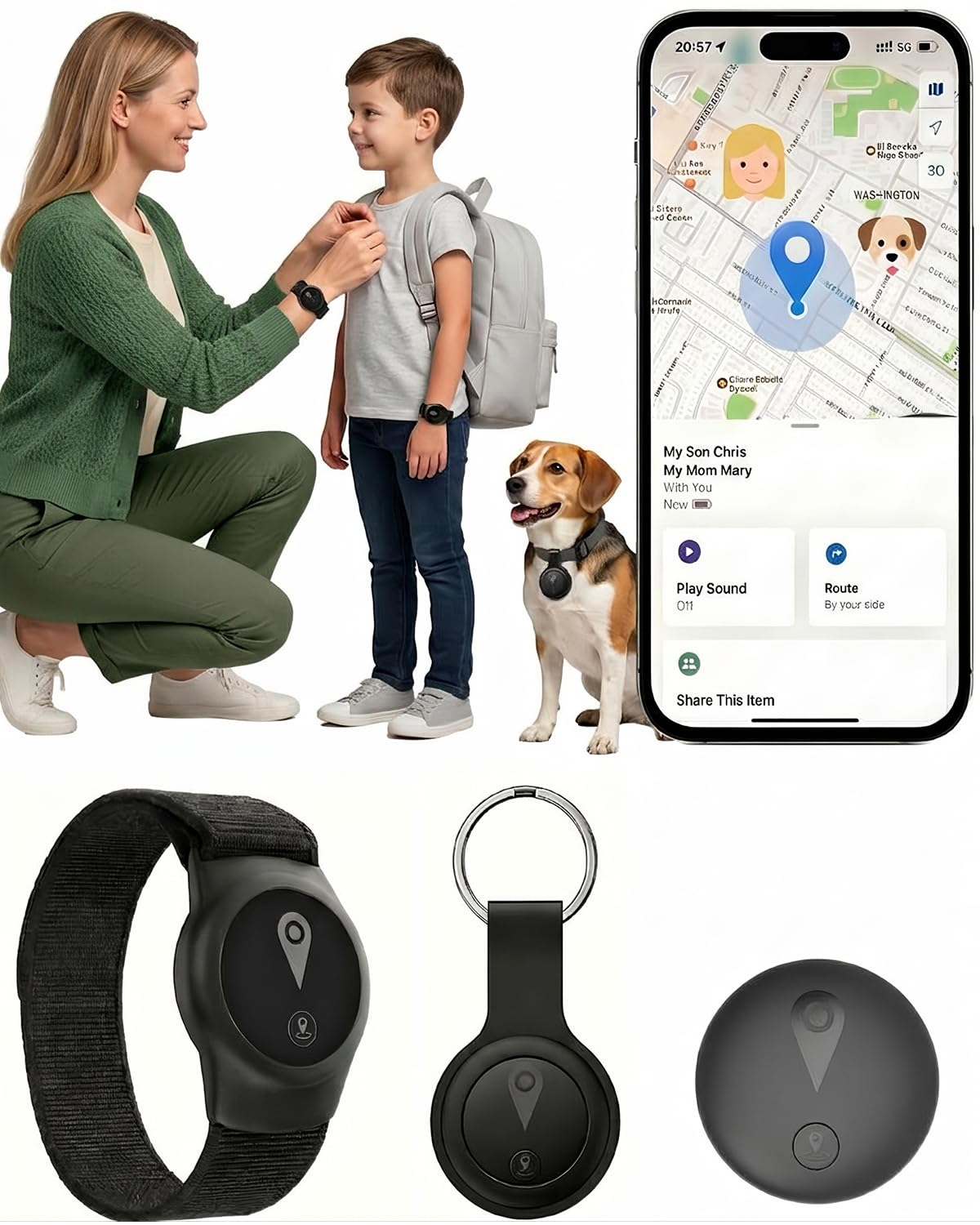 GPS Tracker for Kids, Smart Kids Tracker with Real-Time Location, for Android an