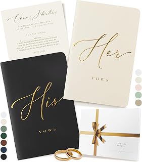 ARTESORI Premium Wedding Vow Book for Her & Him, Soft Touch, Gold Foil, 28 Lined Pages, Wedding Vow Books His and Hers, Wedding Essentials, Wedding Registry Ideas, His and Hers Gifts [Ivory & Black]