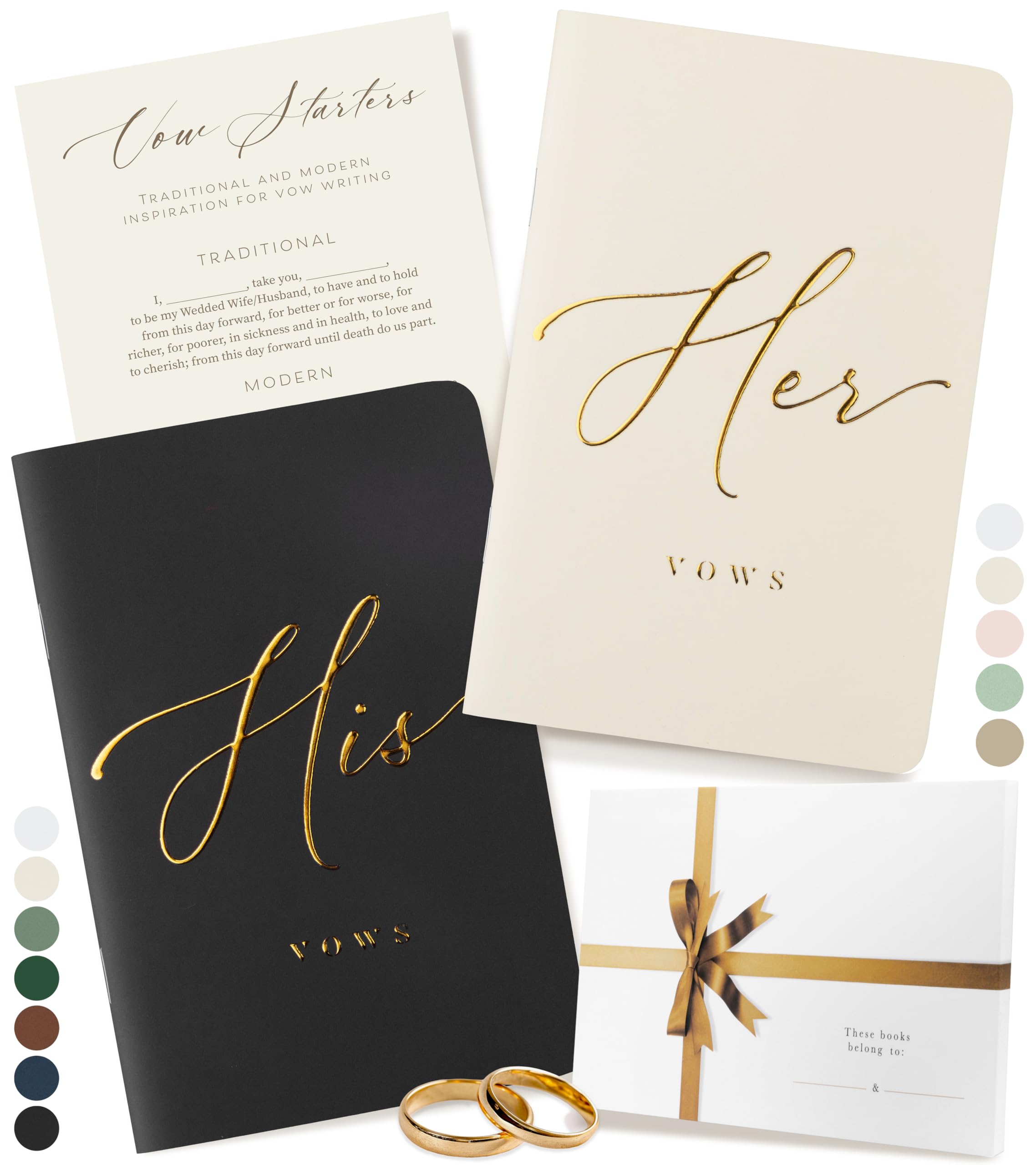 ARTESORI Premium Wedding Vow Book for Her & Him, Soft Touch, Gold Foil, 28 Lined