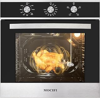 MOCIFI Gas Wall Oven 24 Inch, 2.3 Cu.ft. Single, Natural Gas, Bake Broil Rotisserie, Mechanical Controls, Built-in Timer, Convection Fan in Stainless Steel