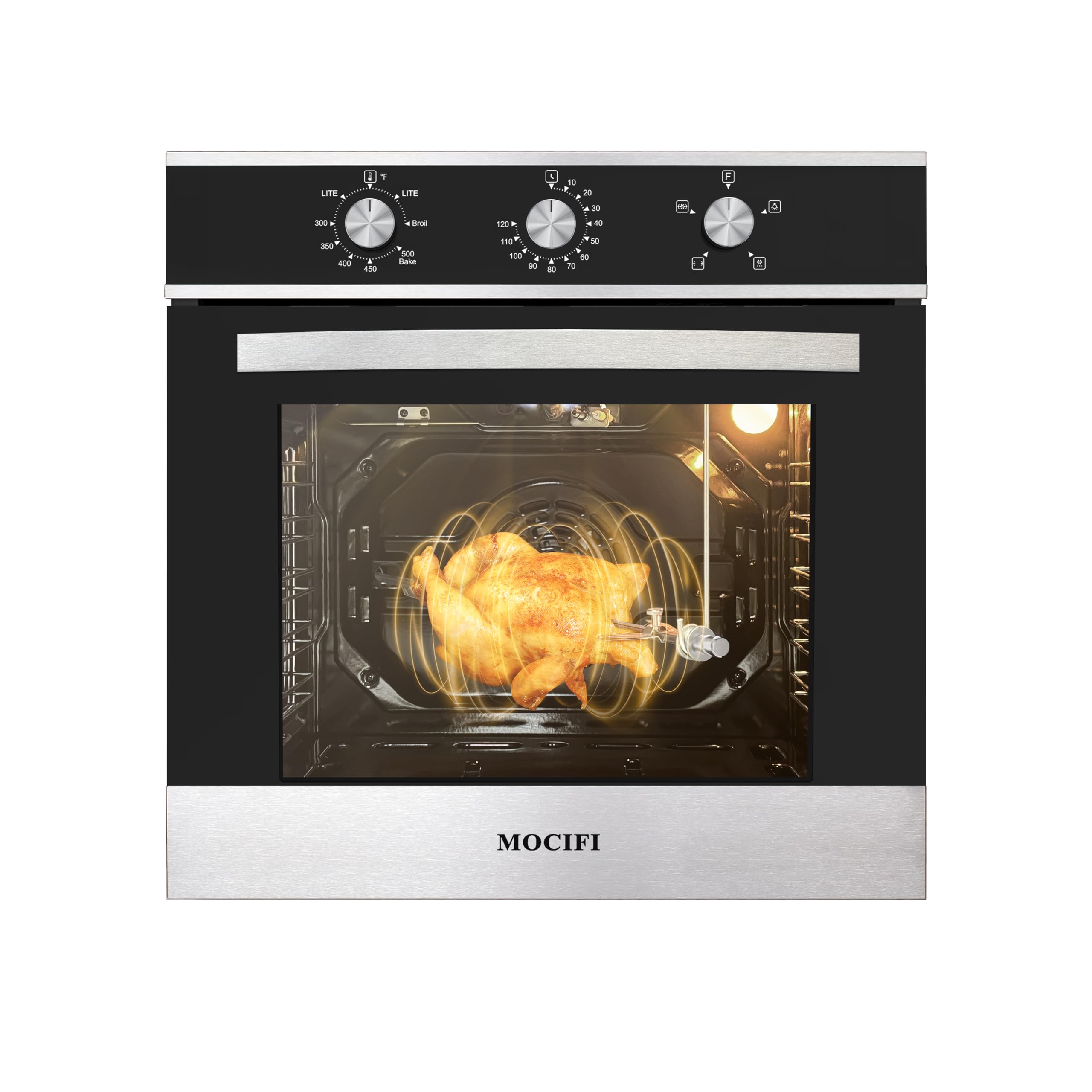 MOCIFI Gas Wall Oven 24 Inch, 2.3 Cu.ft. Single, Natural Gas, Bake Broil Rotisse