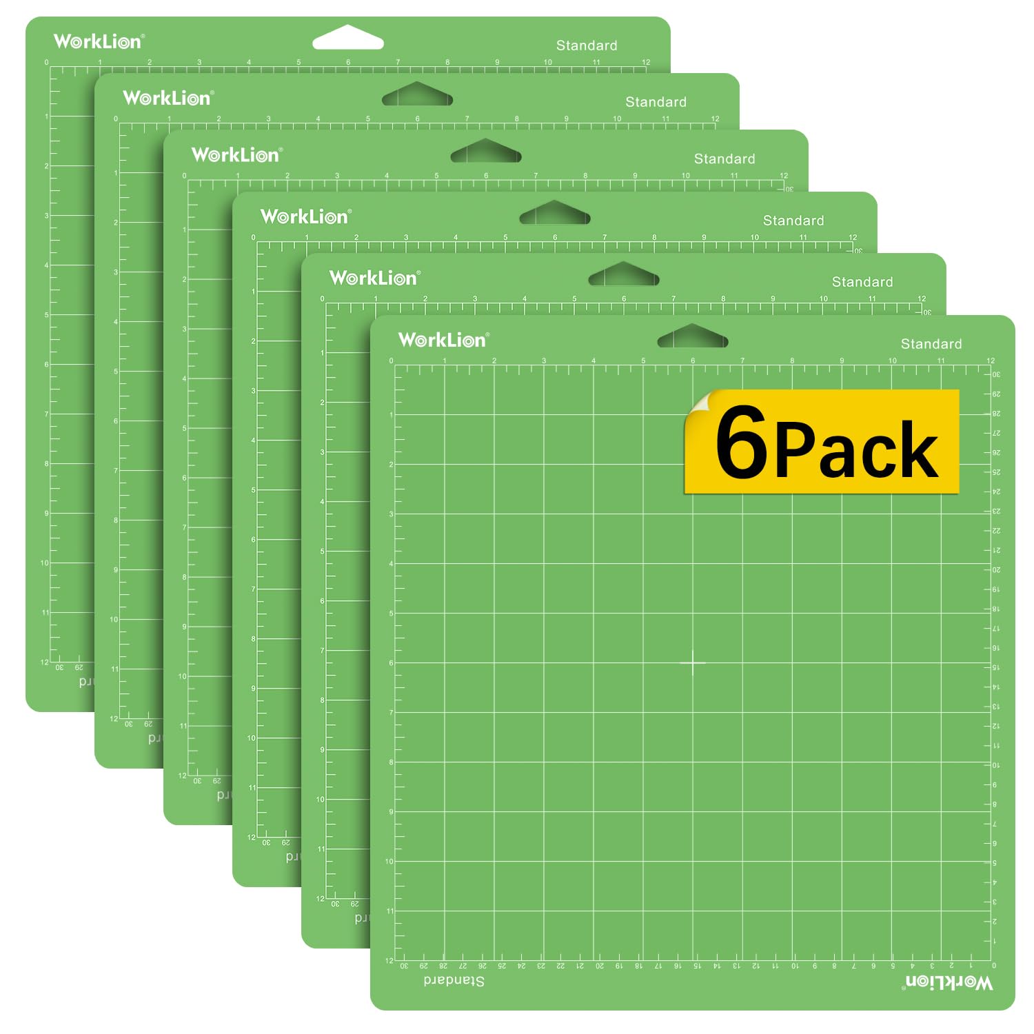 WorkLion Standard Cutting Mat Compatible with Cricut, 6 Pack | 12''x12'' Standar