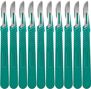 YixangDD 10 PCS Scalpel Blades with #10 Scalpels Surgical Blades | Disposable Blades with Protective Cover,Laboratory Blade-Lab Knives- Carving Blades with Handle-Art Blades Practicing Cutting