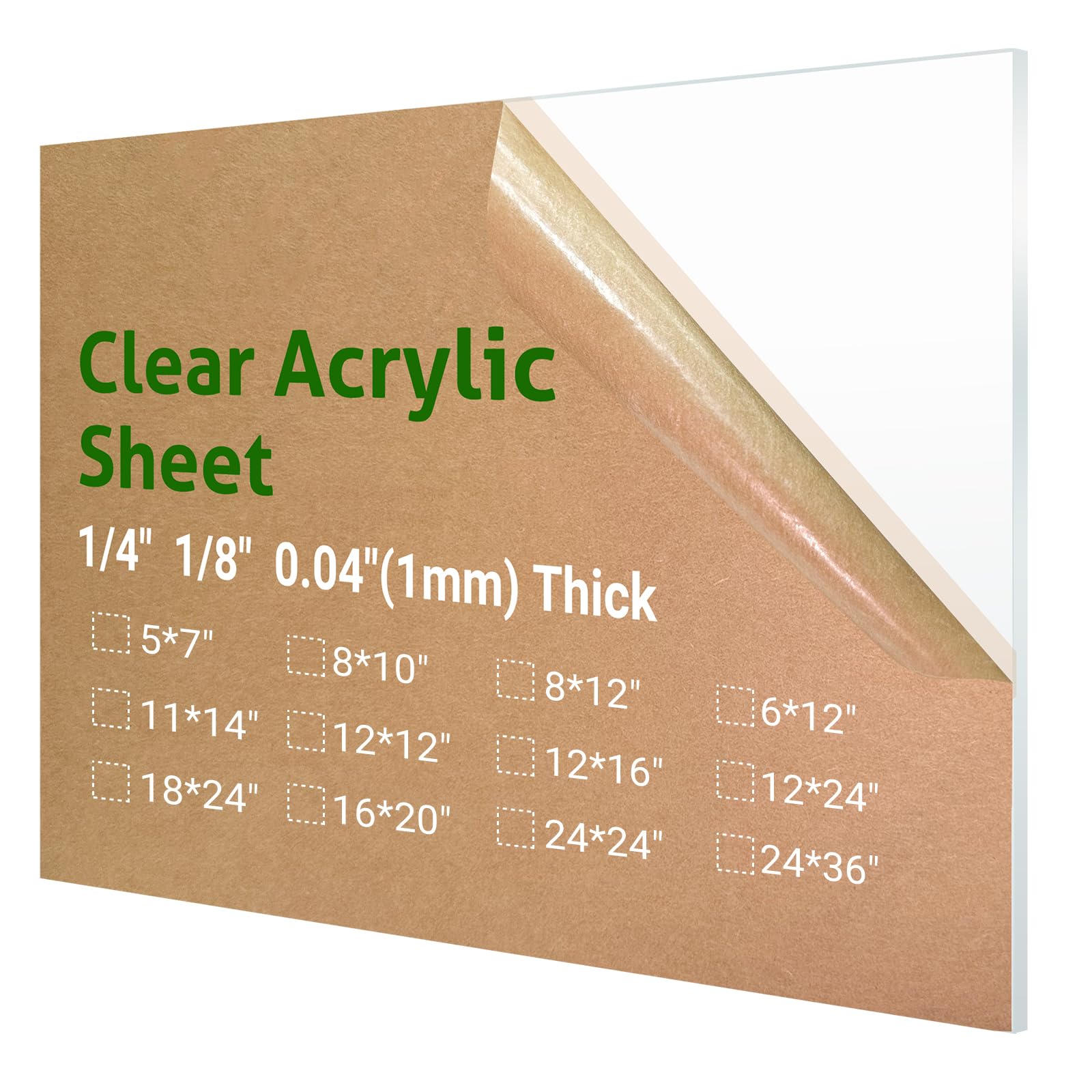 1 Pieces 24 x 36 Clear Acrylic Sheet Plexiglass - 1/4" (6mm) Thick | Plastic She