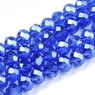 10 Strands Dark Blue Electroplated Clear Glass Beads Crystal Faceted Beads Loose Spacer Beads for DIY Jewelry Making Bracelet Necklace Crafts 4x3
