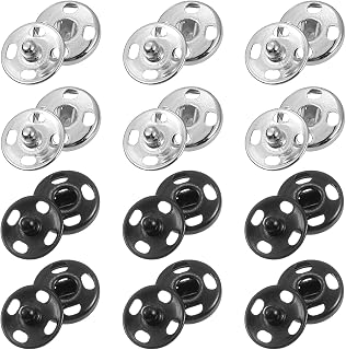 Set of 12 10mm Metal Snap Fasteners Snap Fasteners for Clothes DIY Craft Silver Black