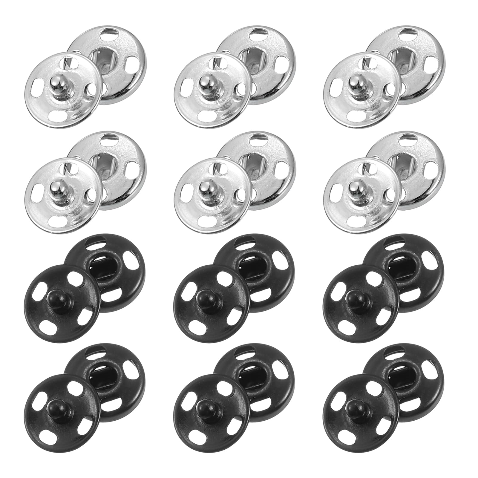 Set of 12 10mm Metal Snap Fasteners Snap Fasteners for Clothes DIY Craft Silver 