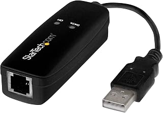 StarTech USB 2.0 Fax Modem, 56K V.92, Computer/Laptop, TAA (USB56KEMH2) | 56K External Hardware Dial Up V.92 Modem/ Dongle/Adapter, USB to Telephone Jack, USB Data Modem, Network Fax/CMR/POS
