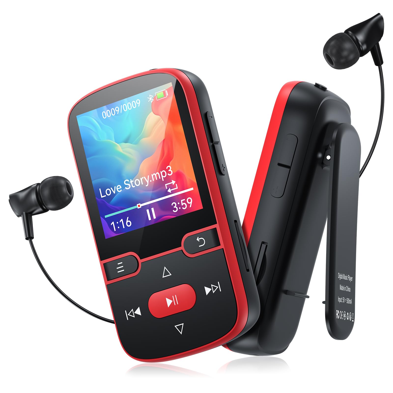 64GB MP3 Player Bluetooth 5.3 for Kids with Clip for Sport,1.5''Screen | HiFi Sp
