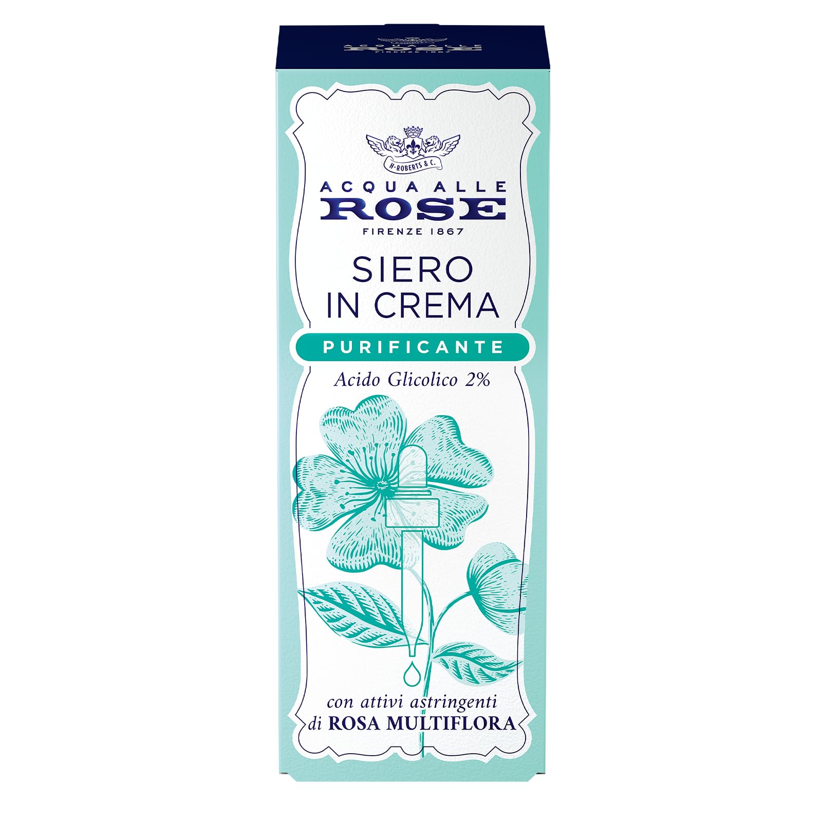 Acqua alle Rose, Facial Serum in Purifying Fluid Cream, Active Concentrate of Gl