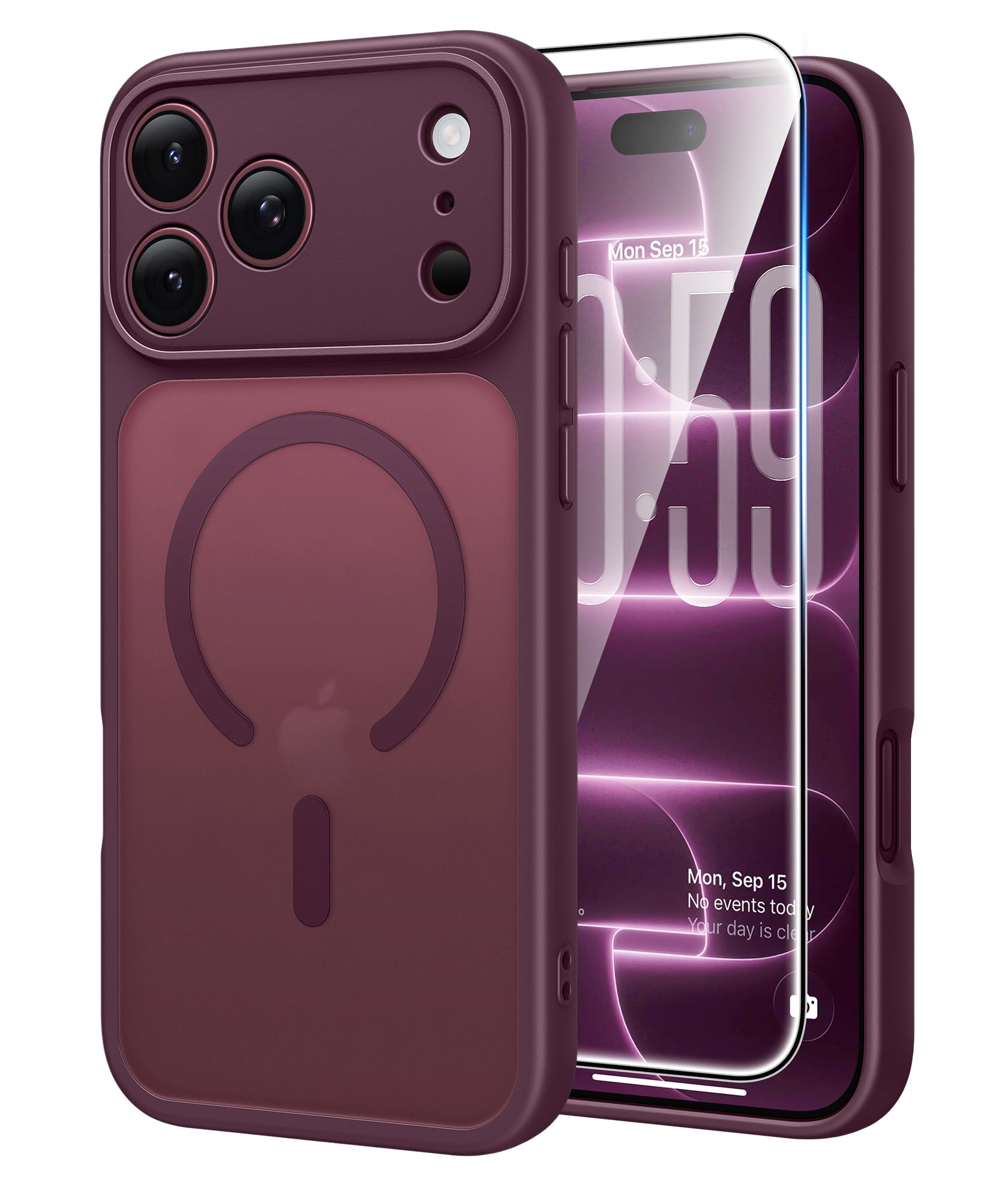 FNTCASE for iPhone 18 Pro Max Case / 17 Pro Max Case Fit for MagSafe | Burgundy 